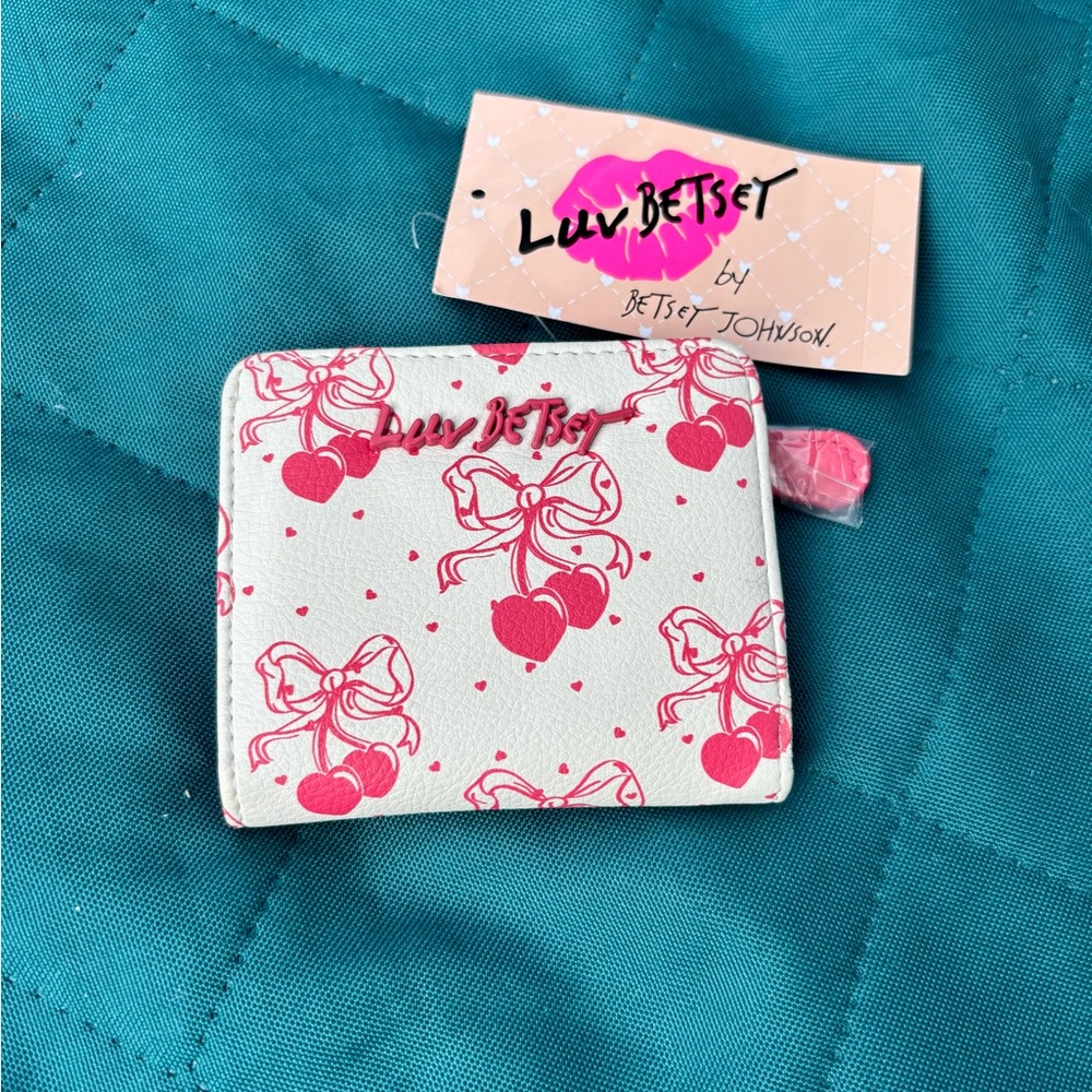 Betsey Johnson Pink and White Bow Wallet